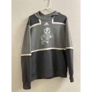 Rice Men's Adidas Sweater Large Big Logo Hoodie Hooded Pullover Grey Multicolor